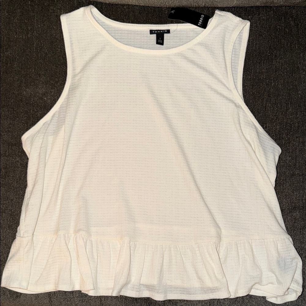 Torrid Cream White Tank Top with Ruffle Hem